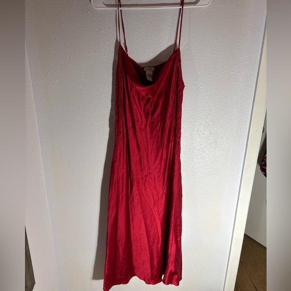 Vintage Neiman Marcus Red Silk Lace Slip Dress Night Gown Negligee Size L - Picture 1 of 5